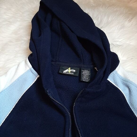 ATHLETIC TECH‎  SweatShirt Hoodies  Blue White Fleece Active L - Picture 3 of 7